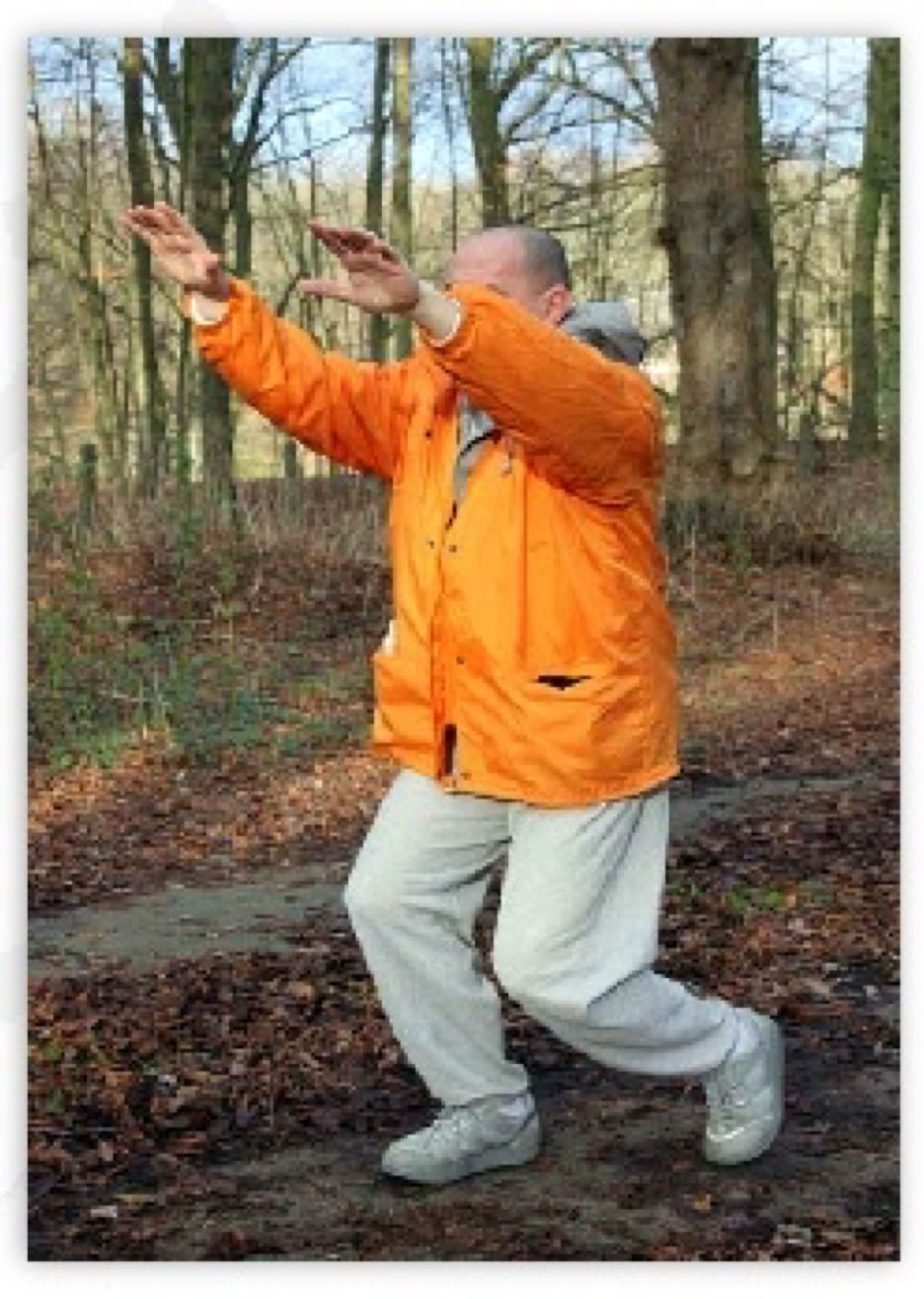 Manfred van Doorn walking Hai, Taikiken in Middeduin, Overveen.